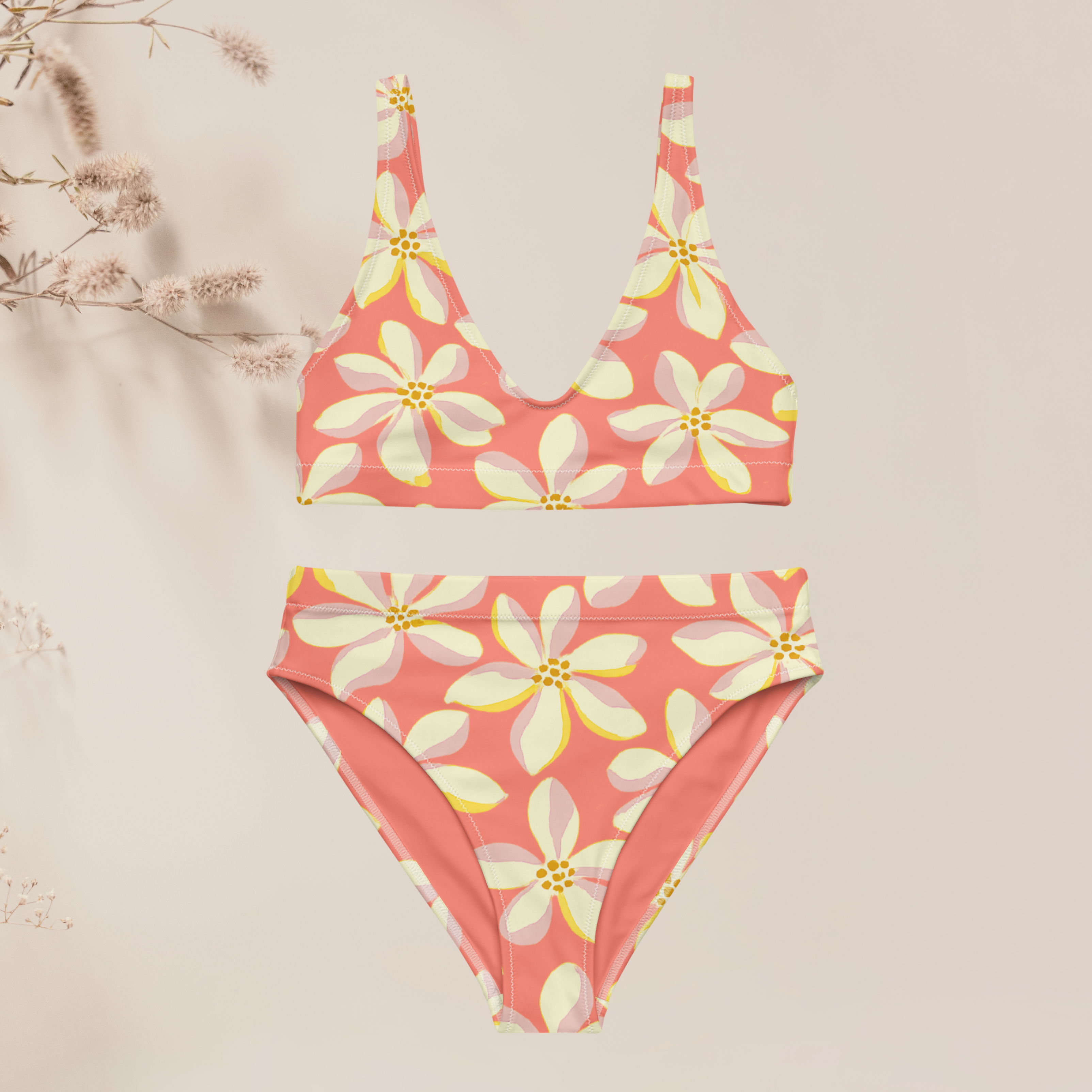 Bikini taille haute Heitiare - Coral