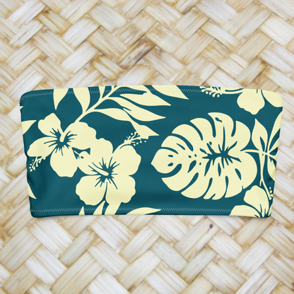 Strapless top Huahine - Green Navy
