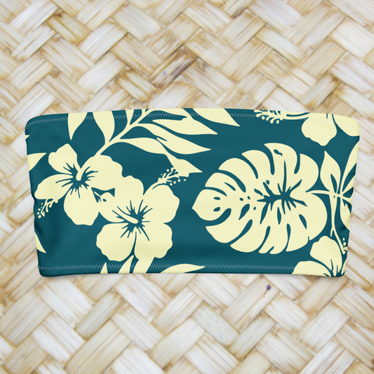 Strapless top Huahine - Green Navy